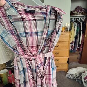 Lane Bryant Plaid Long Sleeve Dress - Pink and Blue